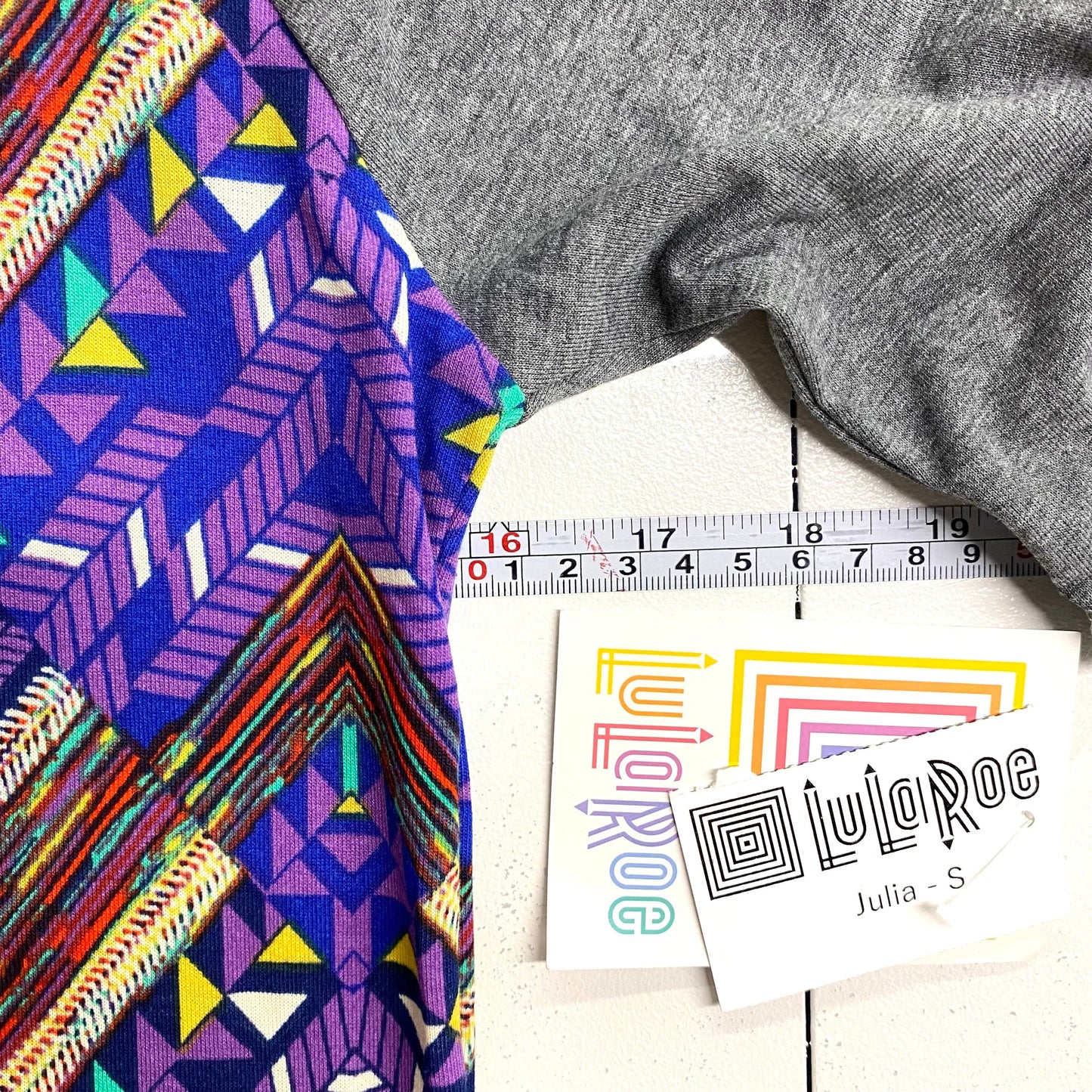 LuLaRoe Julia Bodycon Dress | S (4-6) | Blue/Gold | Gray/Purple/Yellow | NWT