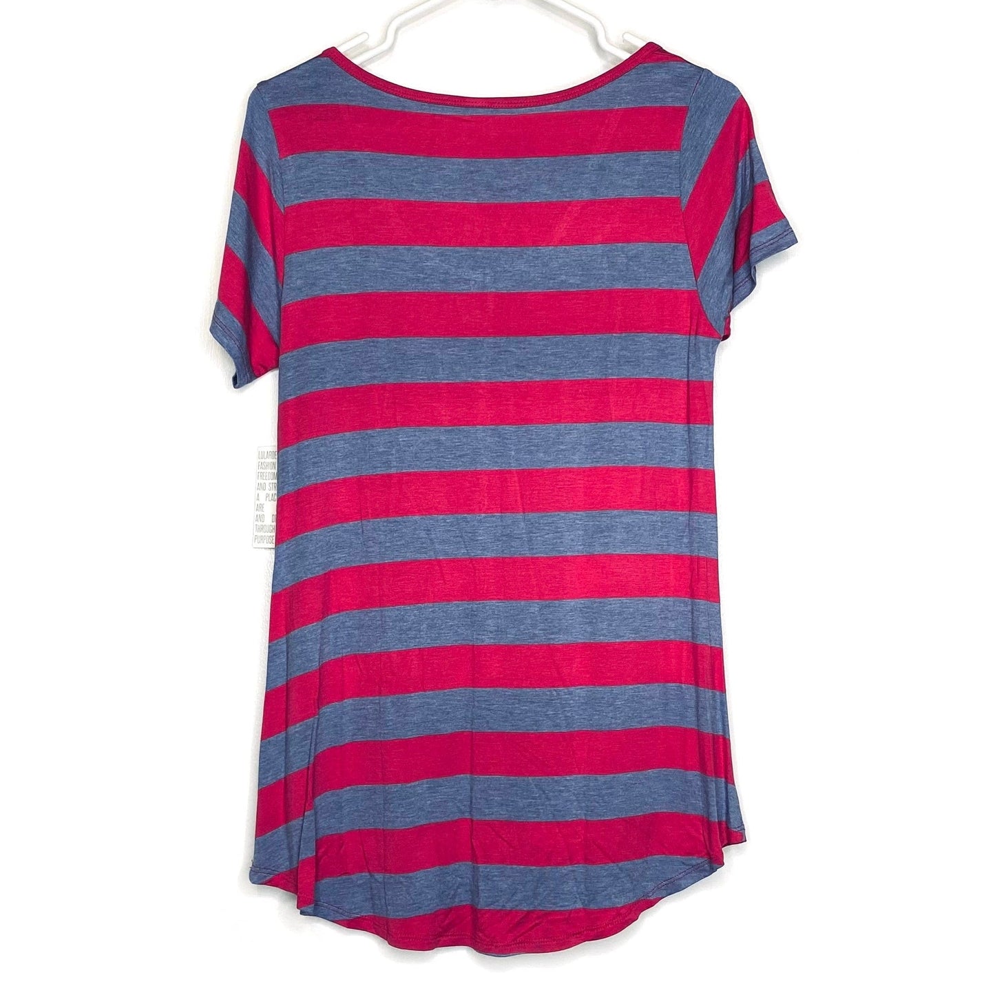 LuLaRoe Womens S Pink/Blue Diagonal Striped Classic T S/s Top NWT