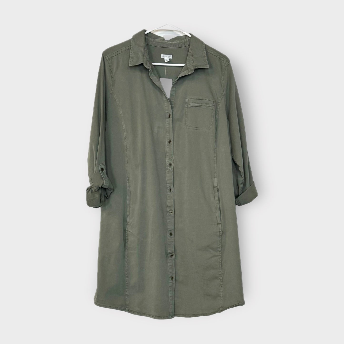 J.Jill Live-In-Chino Missy Shirt Dress | 14 | Soft Olive Green | NWT