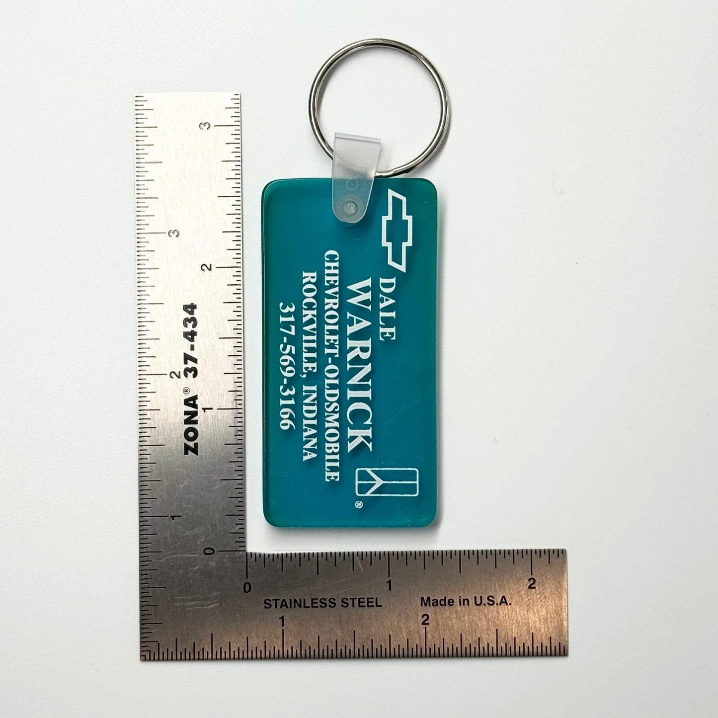 Rockville, IN ‘Dale Warnick Chevrolet/Oldsmobile’ Keychain Key Ring Blue Rubber