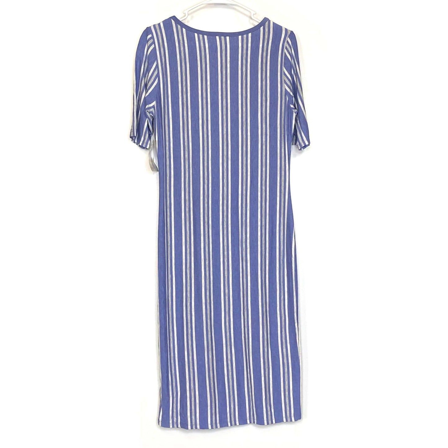 LuLaRoe Julia Bodycon Dress | M (8-10) | Purple/Gray/White | Striped | NWT