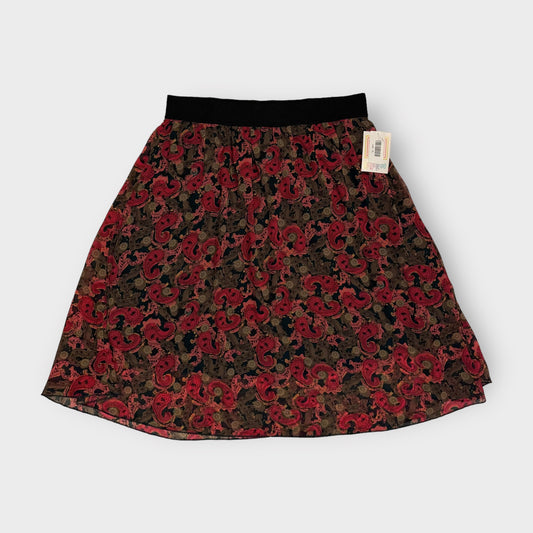 LuLaRoe Lined Lola Skirt | XL | Red/Green/Black Paisley | NWT
