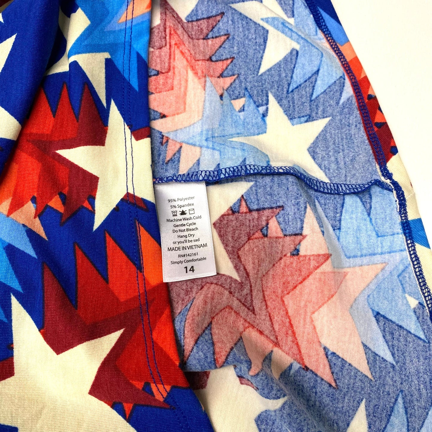 LuLaRoe Kids Unisex 14 Red/White/Blue Stars ‘Gracie’ S/s Top NWT