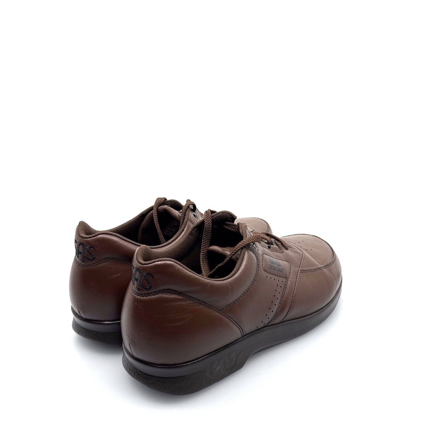 SAS Time Out Walking Shoes - 9.5W - Cushioned Support - Brown Leather Comfort Sneakers