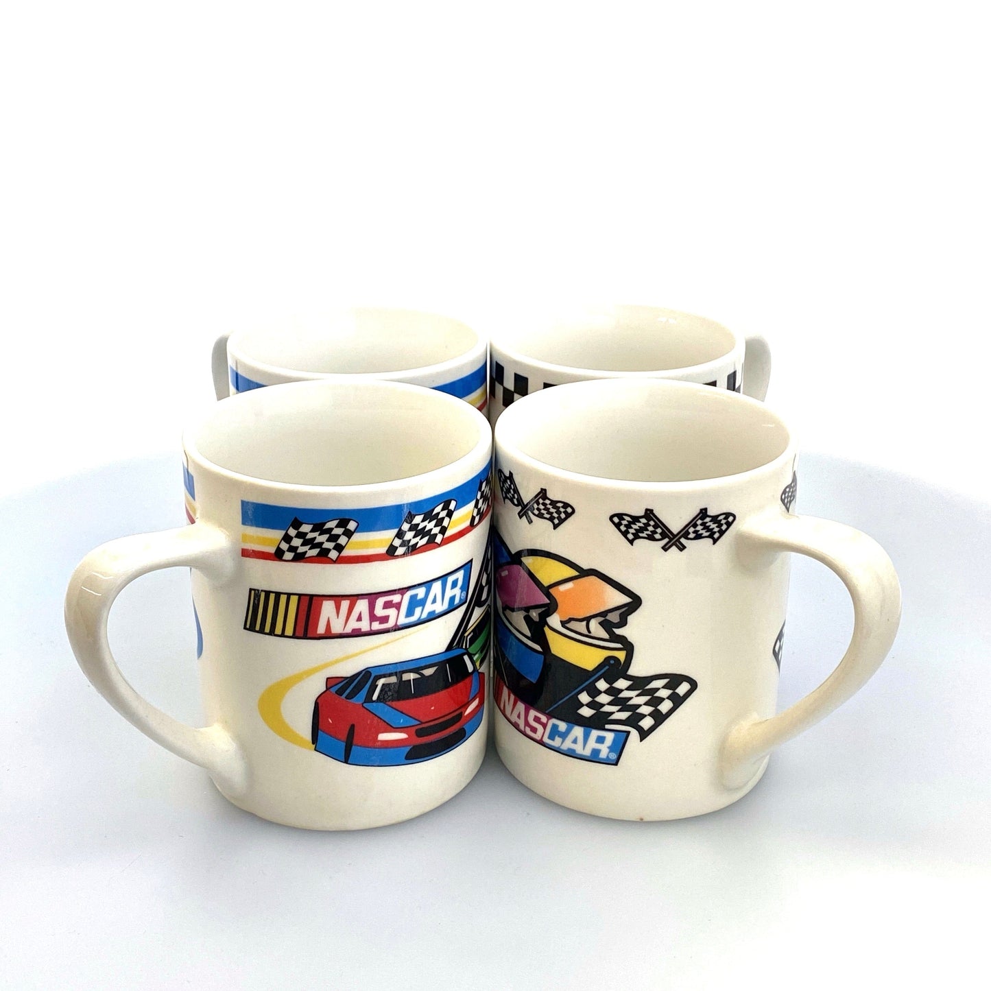 Nascar Coffee Cups Set of 4 Marketed by Gibson 2002 Licensed by Nascar