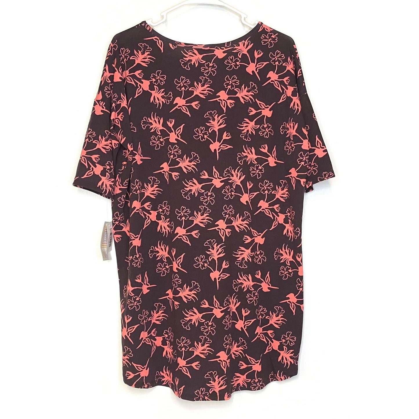 LuLaRoe Womens S Irma Brown/Pink Floral S/s Tunic Top NWT