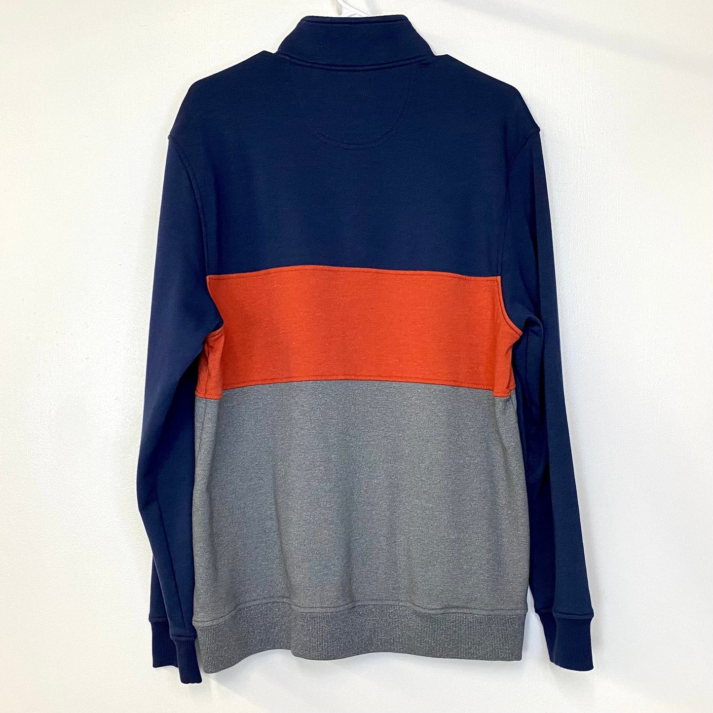 Izod Mens Size M Blue/Orange/Gray 1/4 Zip Pullover Sweater Soft Cotton L/s Pre-Owned