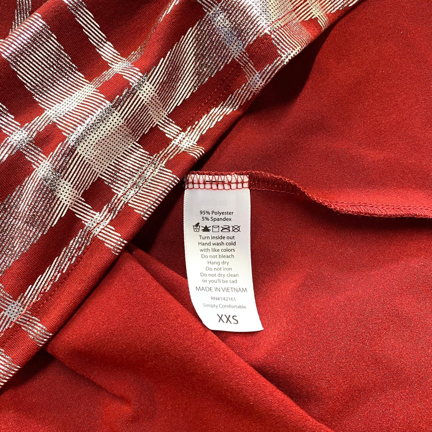 LuLaRoe Womens XXS Berry Red/Silver Metallic ELEGANT 'Carly' S/s Swing Dress NWT