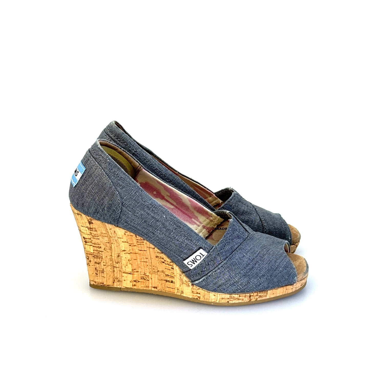 Toms | Womens Denim Wedge Cork Heel Shoes | Color: Blue | Size: 5 | GUC