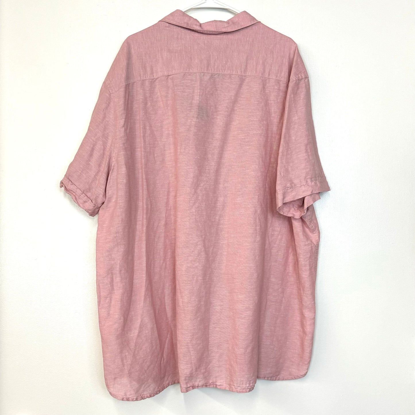 Perry Ellis Mens Size 2X Salmon Pink Linen Blend Shirt Button-Up S/s NWT