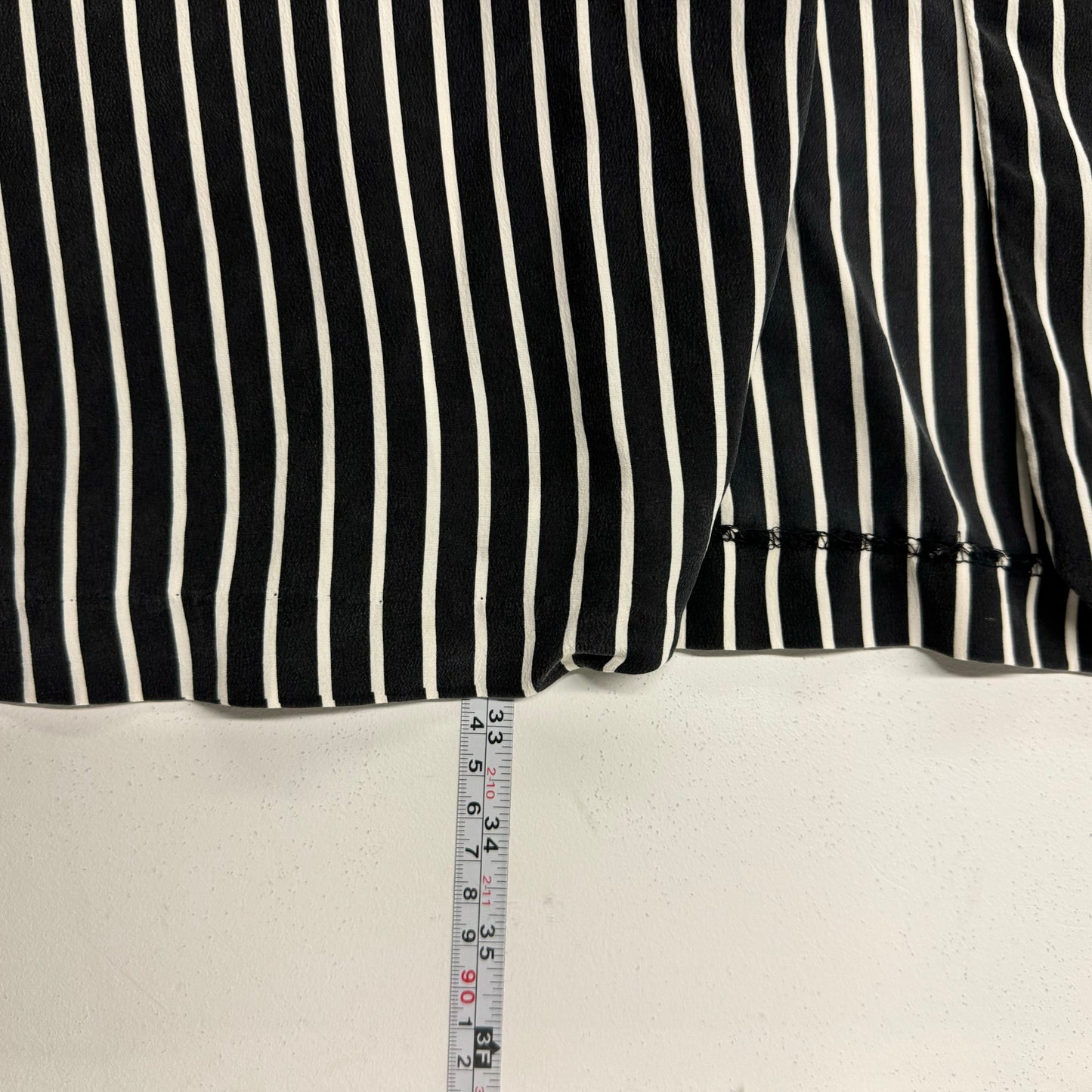 Vintage | Womens Striped Button-Up Silk Blouse | Size: XL | Color: Black/White | EUC