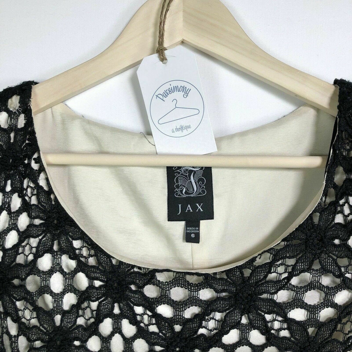 Captivating Jax Womens Dress Black White Lace Scoop Neck Cap Sleeve Fully Lined - | Buy at Parsimony Shoppes