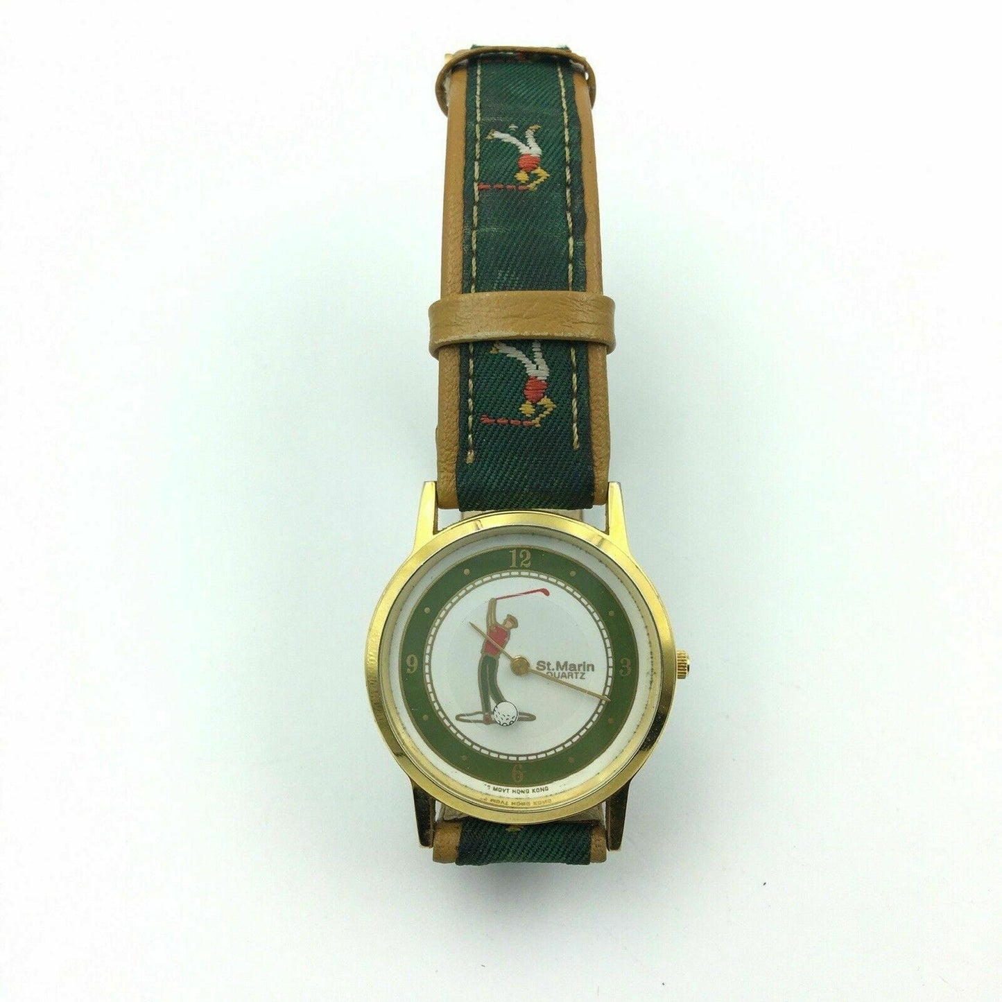 Captivating St Marin Quartz Womens Watch Golf Theme Fabric Band Very Good - | Buy at Parsimony Shoppes
