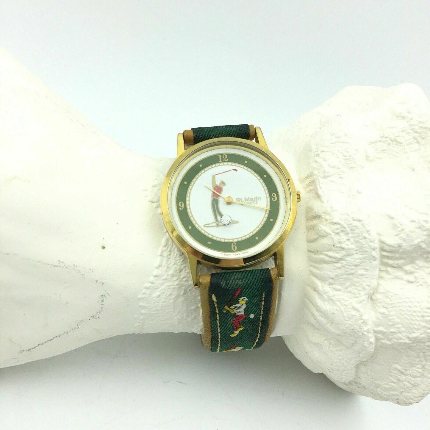 Captivating St Marin Quartz Womens Watch Golf Theme Fabric Band Very Good - | Buy at Parsimony Shoppes