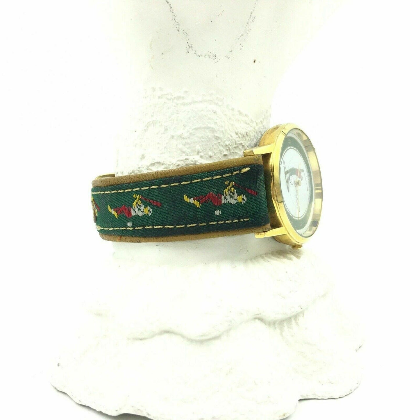 Captivating St Marin Quartz Womens Watch Golf Theme Fabric Band Very Good - | Buy at Parsimony Shoppes