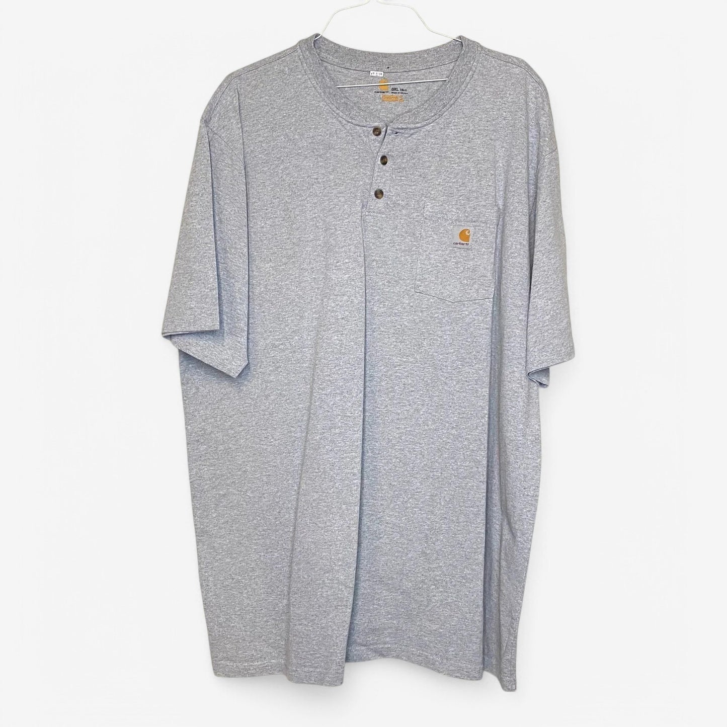 Carhartt Mens Size 3XL Tall Gray Short Sleeve Henley T-Shirt