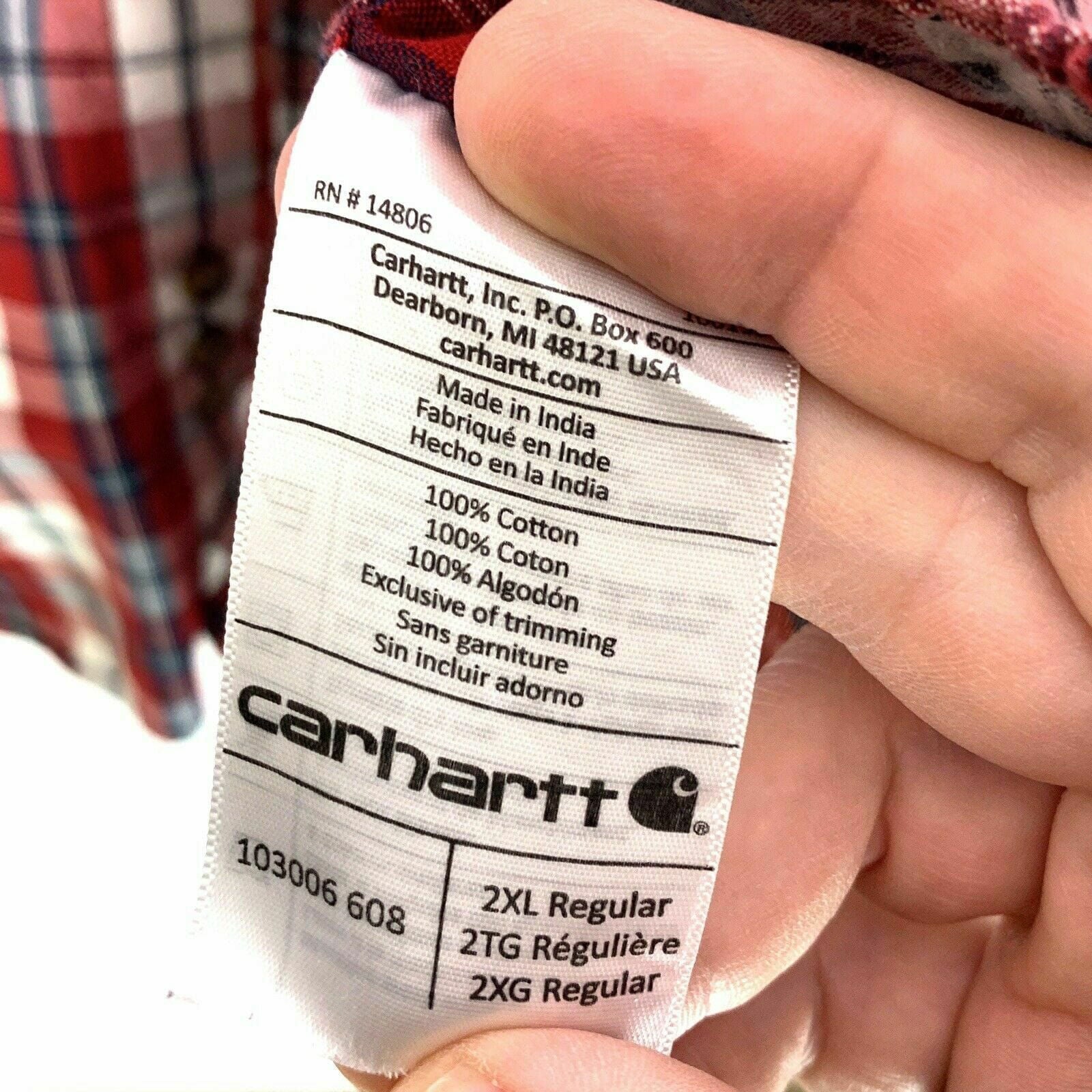 Carhartt Shirt Mens 2XL XXL Button Up Short Sleeve Plaid 90s Red White Relaxed -  | Buy at Parsimony Shoppes