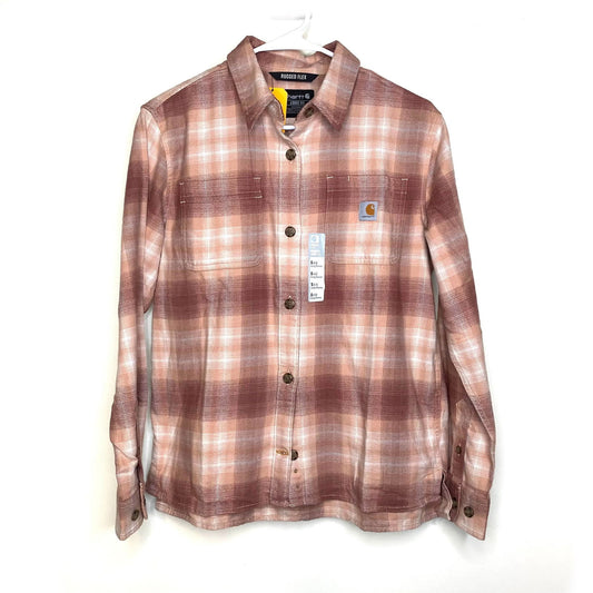 Carhartt Shirt Womens Size S (4-6) Beige Button-Up Long Sleeve Plaid Rugged Flex NWT -  | Buy at Parsimony Shoppes