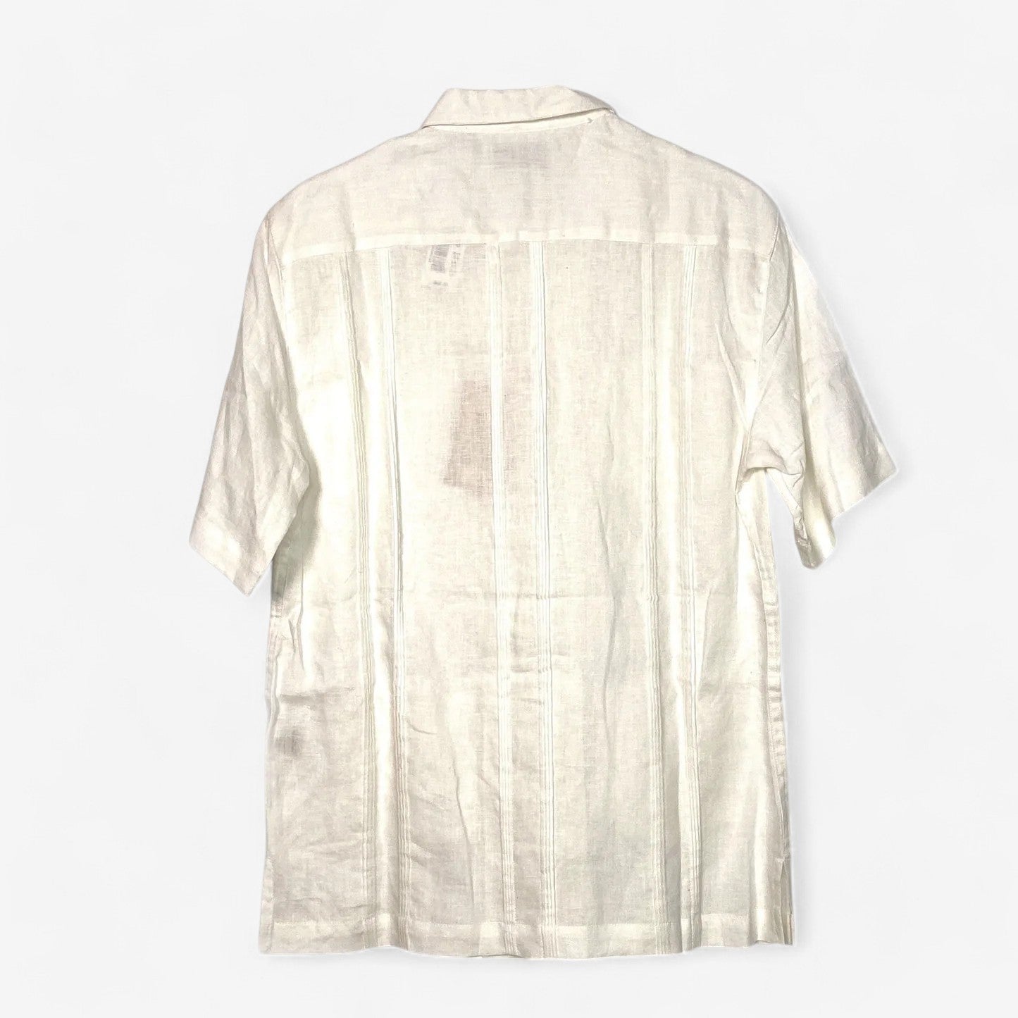 Caribbean Men's Ivory Linen Hawaiian Shirt - Size S - Short Sleeve Button-Up