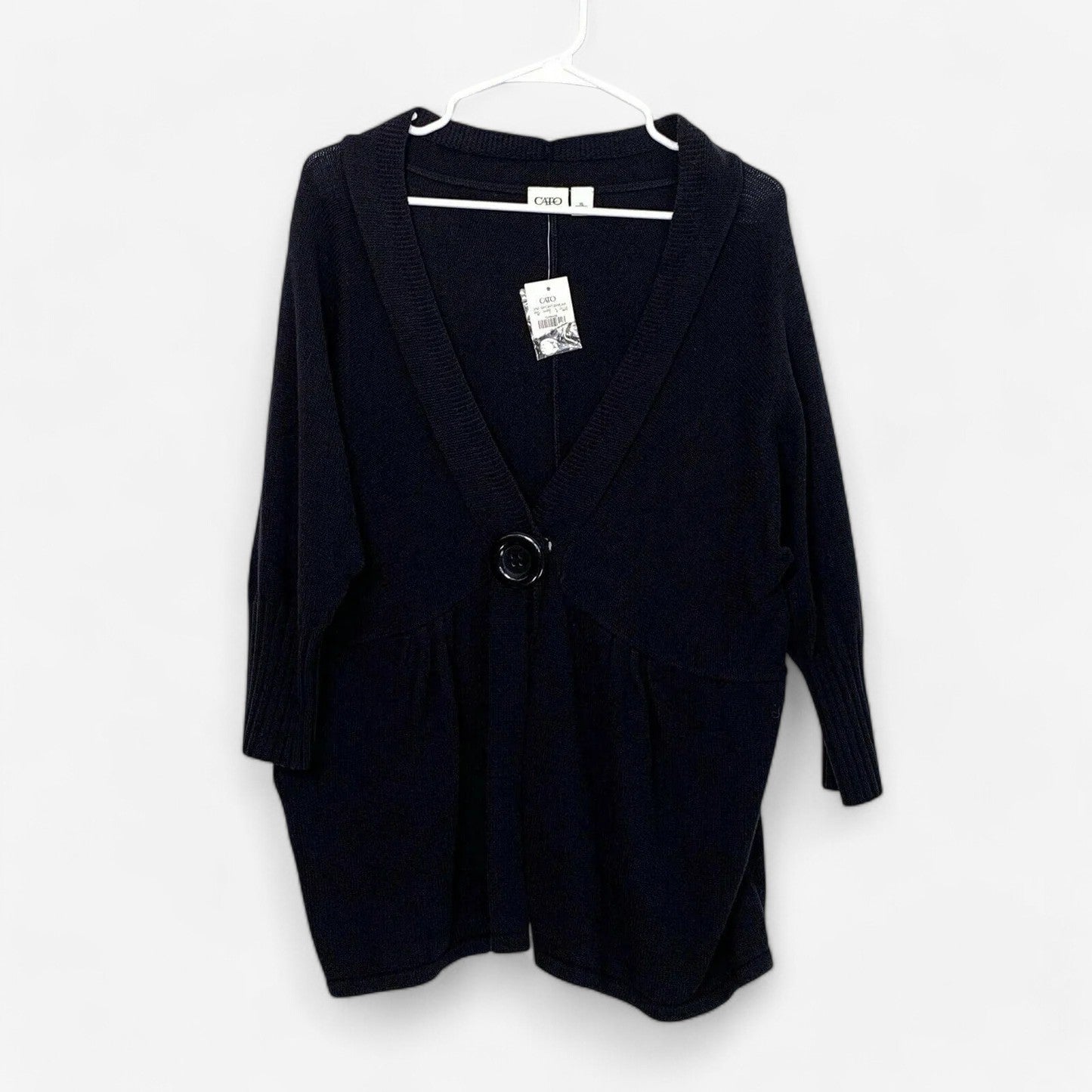 Cato Women's Black Button-Front Cardigan Sweater - Size XL - Versatile Layering Piece