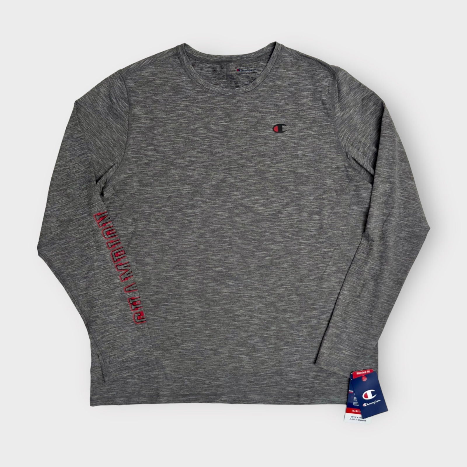 Champion Men's Long Sleeve Sport T-Shirt Dark Gray Heathered