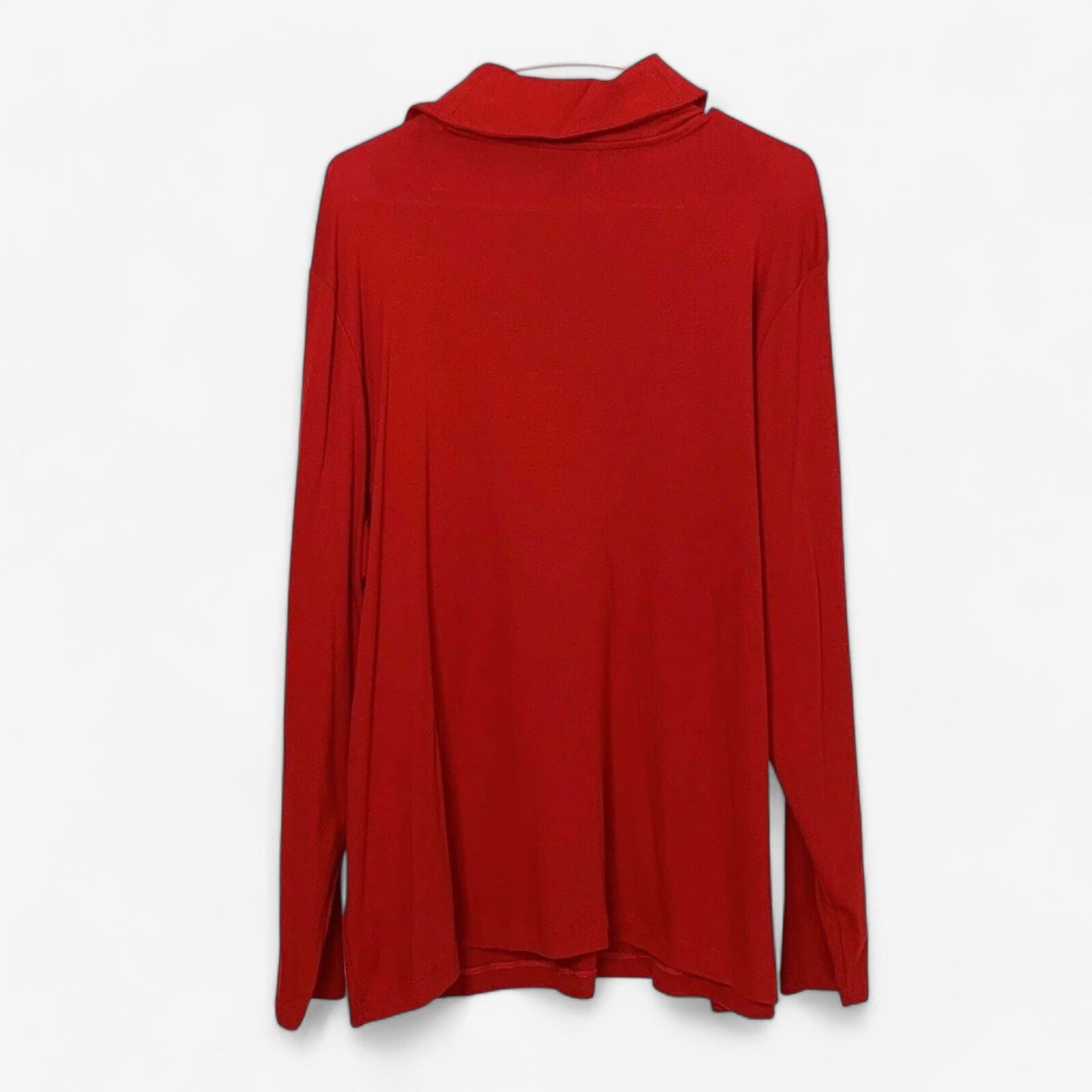 Chaps Denim Women's Red Pullover Sweater with Antler Button Collar - Size 3X
