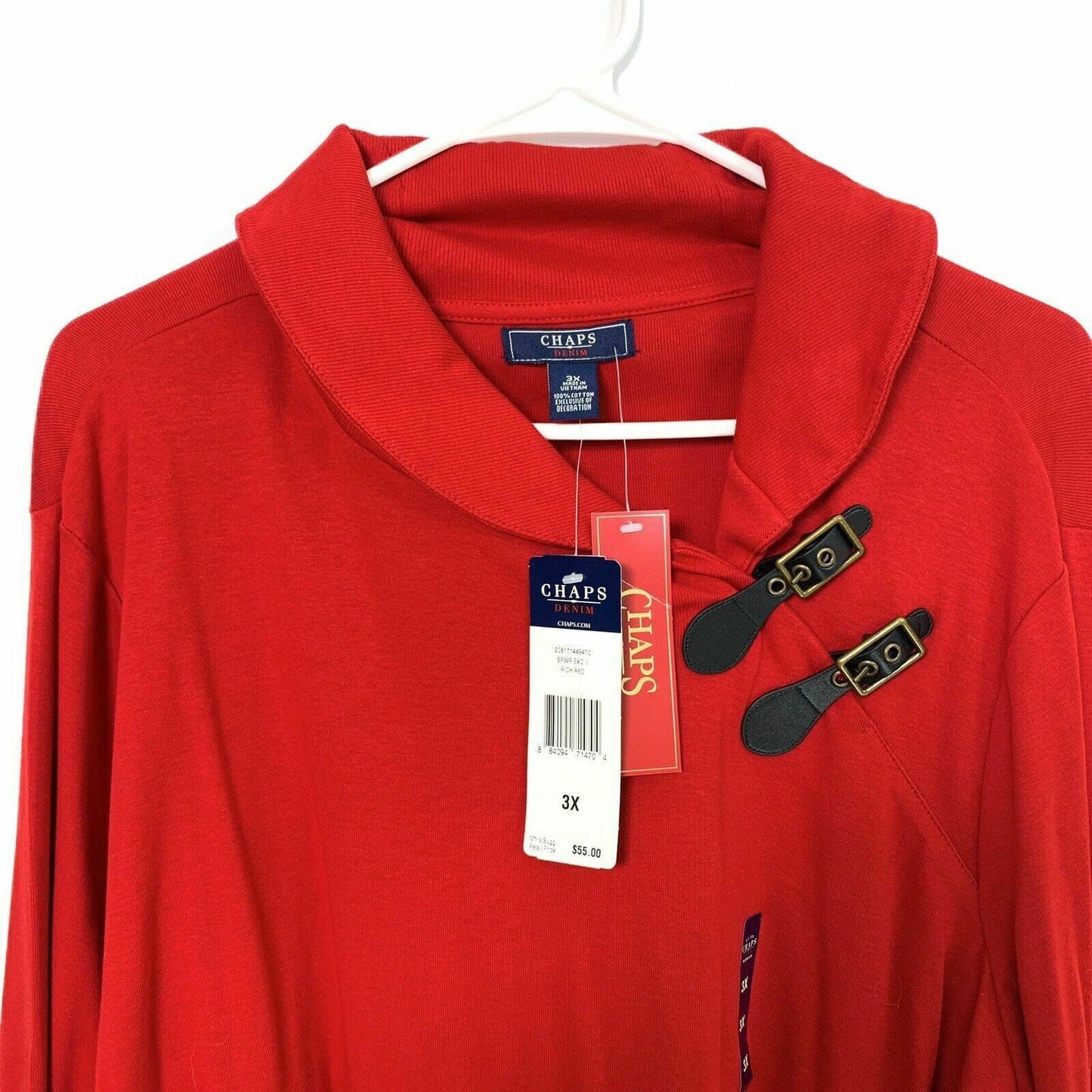 Chaps Denim Womens Size 3X Red Sweater Plus Pullover Antler Button Collar - | Buy at Parsimony Shoppes