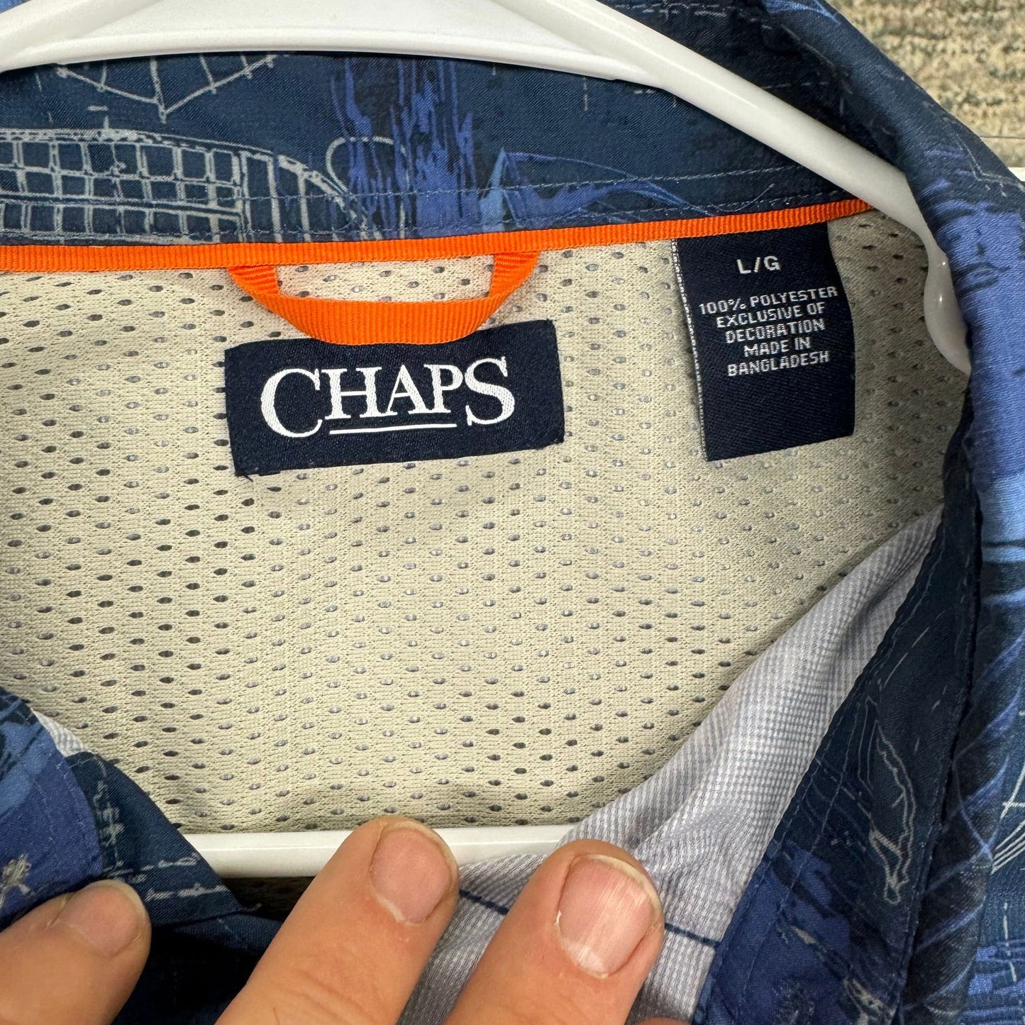 Chaps | Mens Vented Sailboats Button Up S/s Shirt | Size: L | Color: Blue/Blue | EUC - | Buy at Parsimony Shoppes