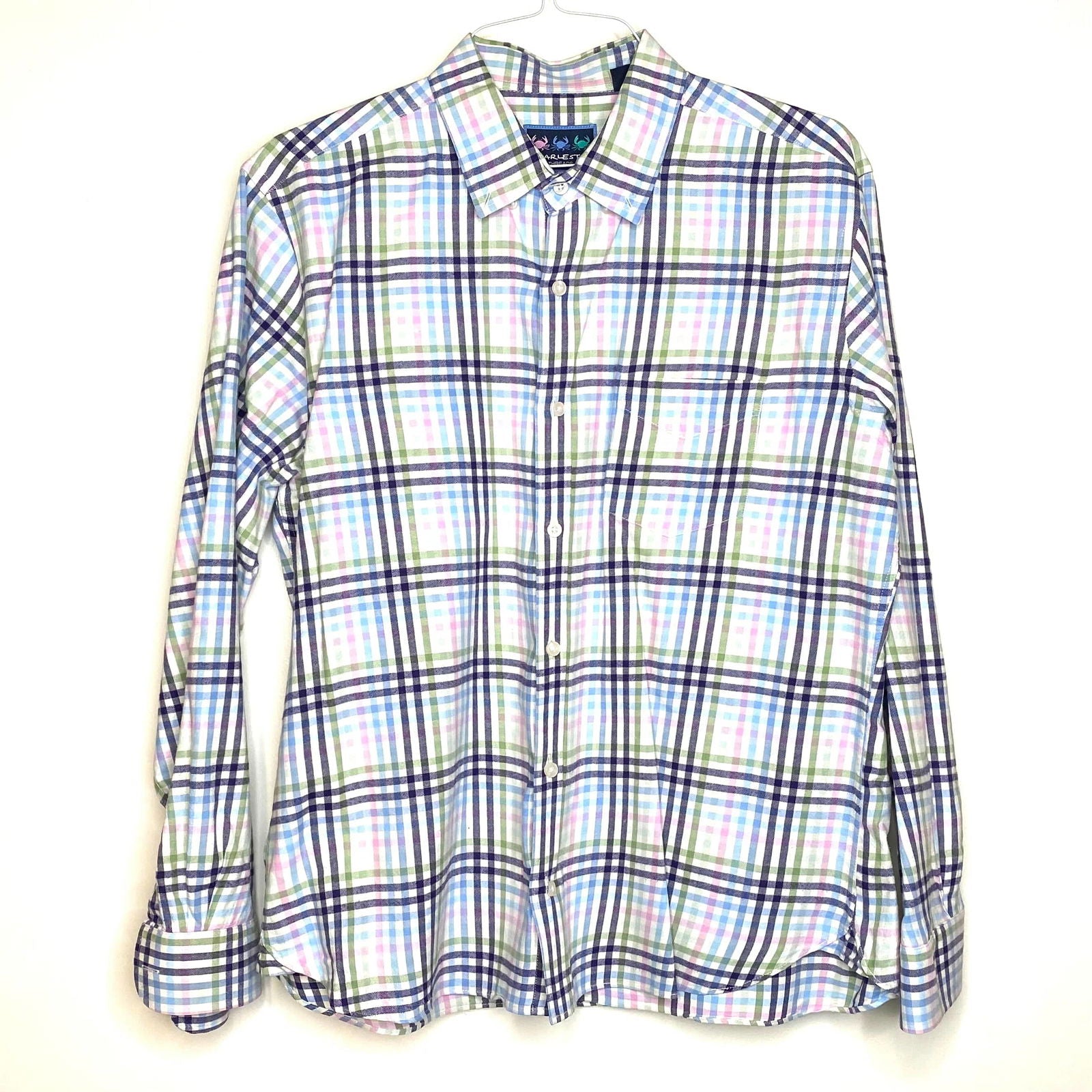 Charleston Threads Mens Size XL Blue Pink White Plaid Button-Down Casual Shirt L/s -  | Buy at Parsimony Shoppes