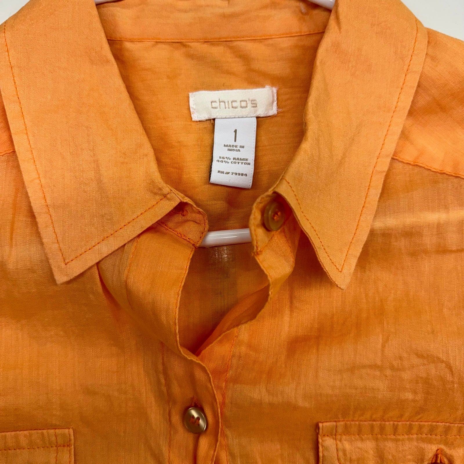 Chicos | Womens Button-Up Top | Color: Orange | Size: 1 | Pre-Owned -  | Buy at Parsimony Shoppes
