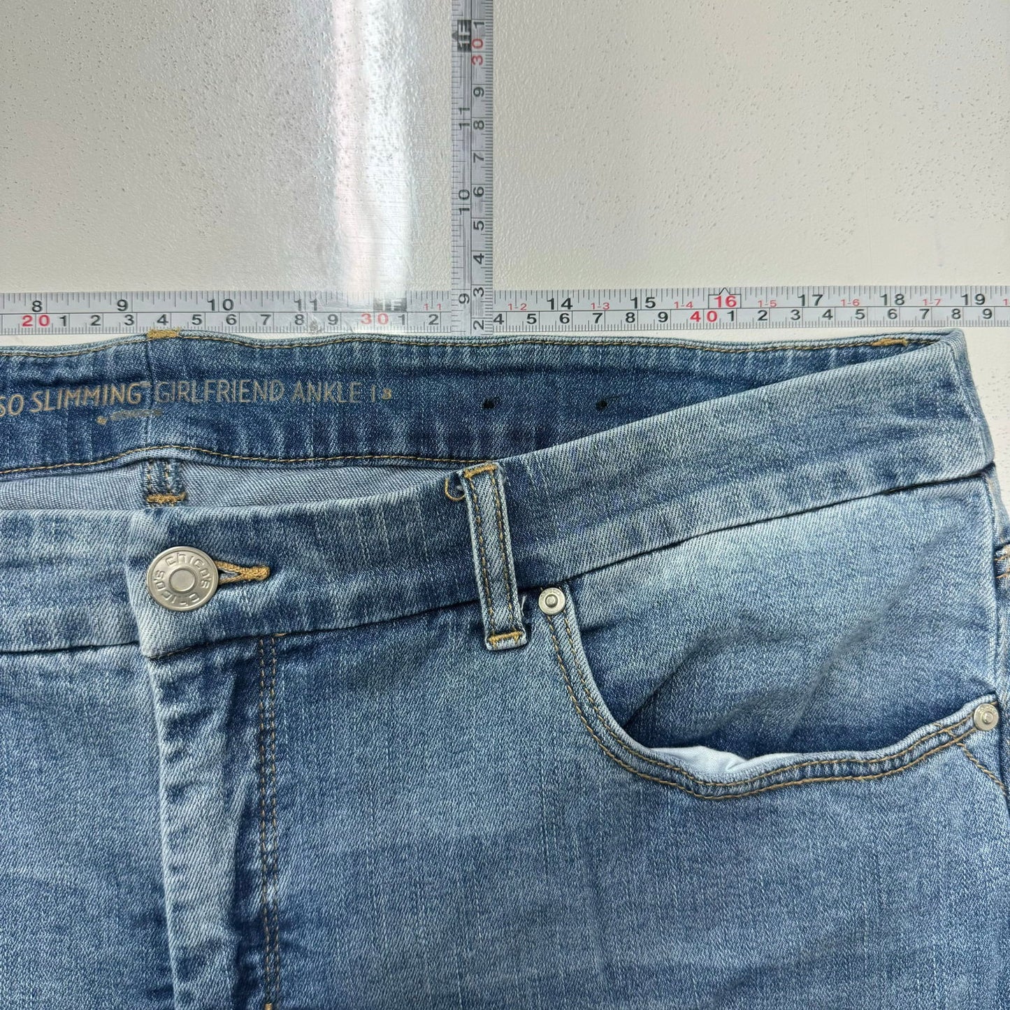 Chicos | Womens So Slimming Girlfriend Ankle Tapered Denim Jeans | Color: Blue | Size: 3 - | Buy at Parsimony Shoppes