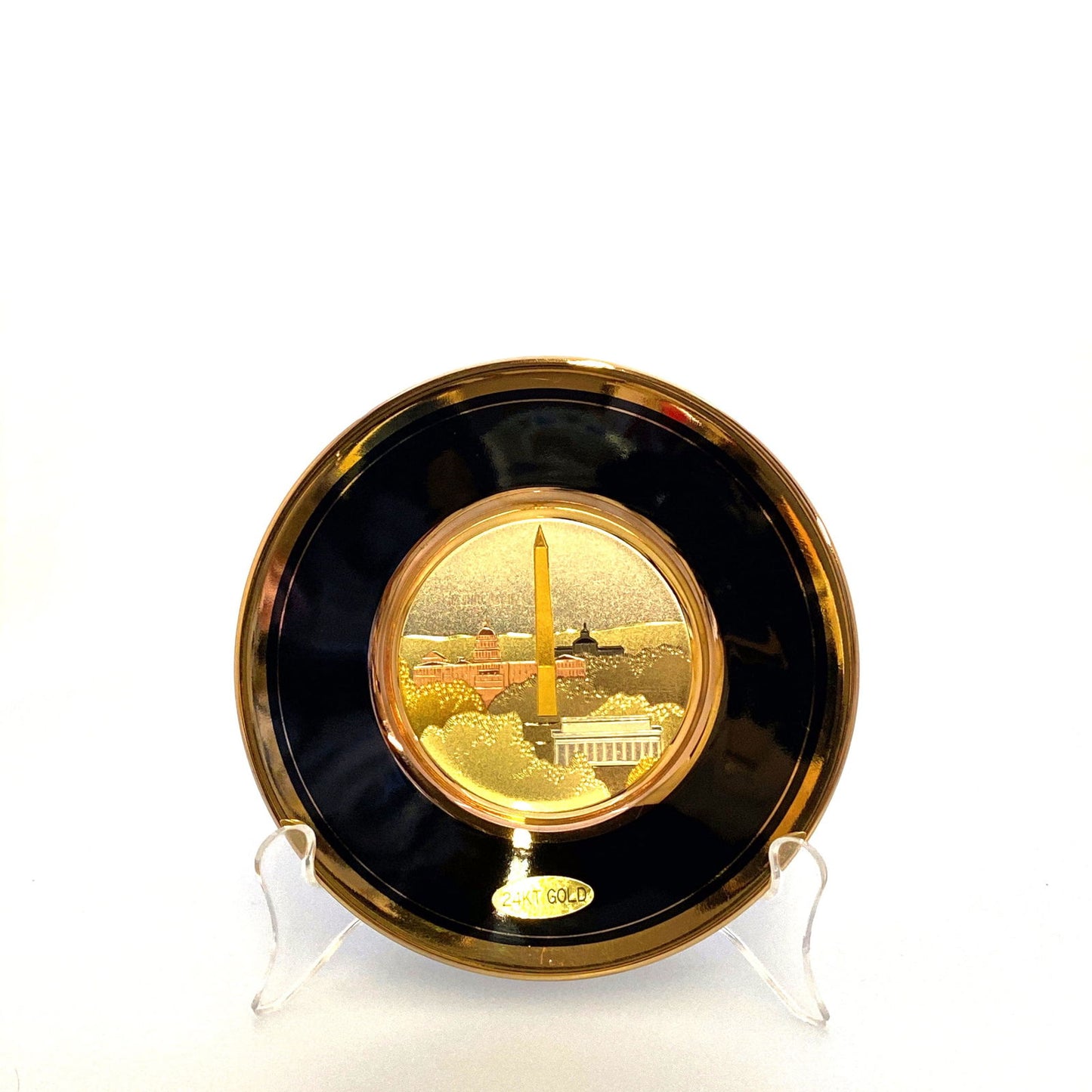 Chokin Souvenir Collectors Plate “Washington, D.C.” 24k Gold Trim Black 5” - | Buy at Parsimony Shoppes