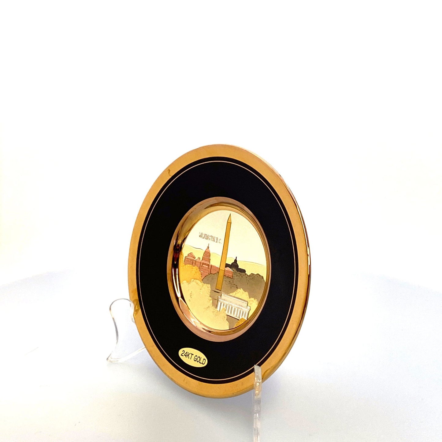 Chokin Souvenir Collectors Plate “Washington, D.C.” 24k Gold Trim Black 5” - | Buy at Parsimony Shoppes