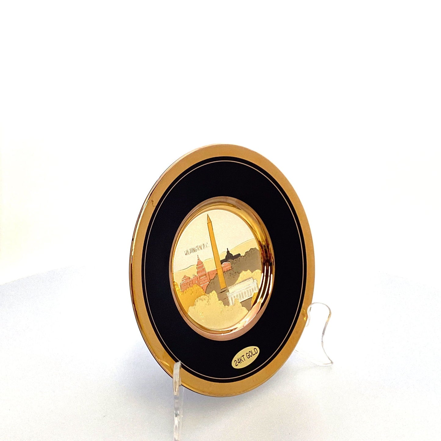 Chokin Souvenir Collectors Plate “Washington, D.C.” 24k Gold Trim Black 5” - | Buy at Parsimony Shoppes