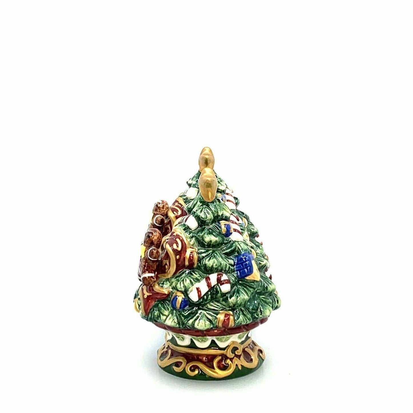 Christmas Tree Red Bow Gingerbread Man Salt Pepper Shakers Set Pair Ceramic - | Buy at Parsimony Shoppes