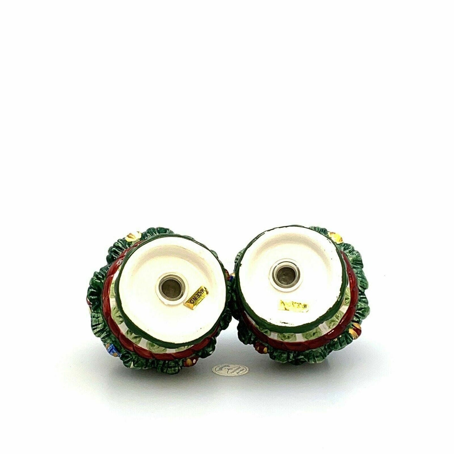 Christmas Tree Red Bow Gingerbread Man Salt Pepper Shakers Set Pair Ceramic - | Buy at Parsimony Shoppes