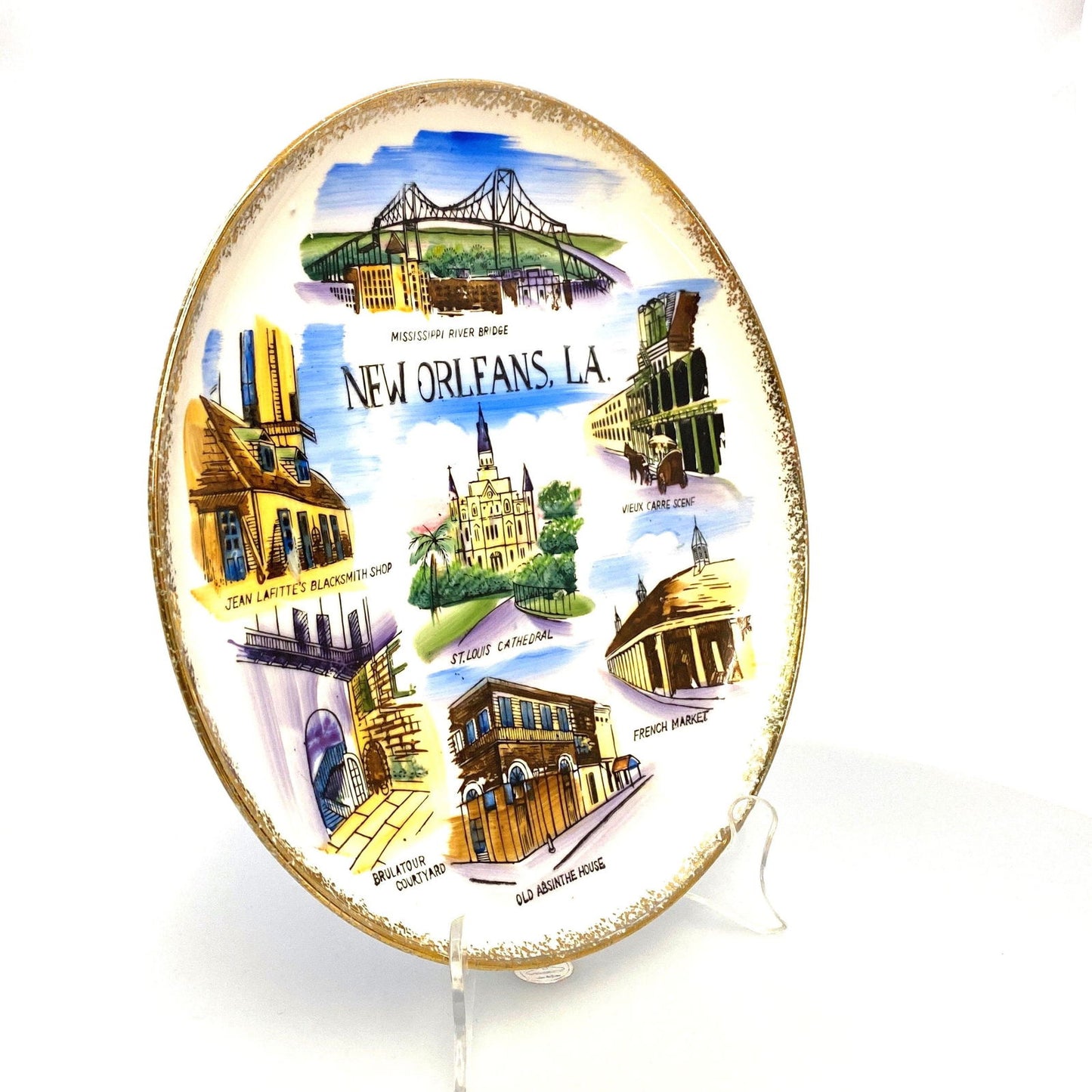 City Of New Orleans Louisiana Souvenir Collectible Plate, White - 12” - | Buy at Parsimony Shoppes