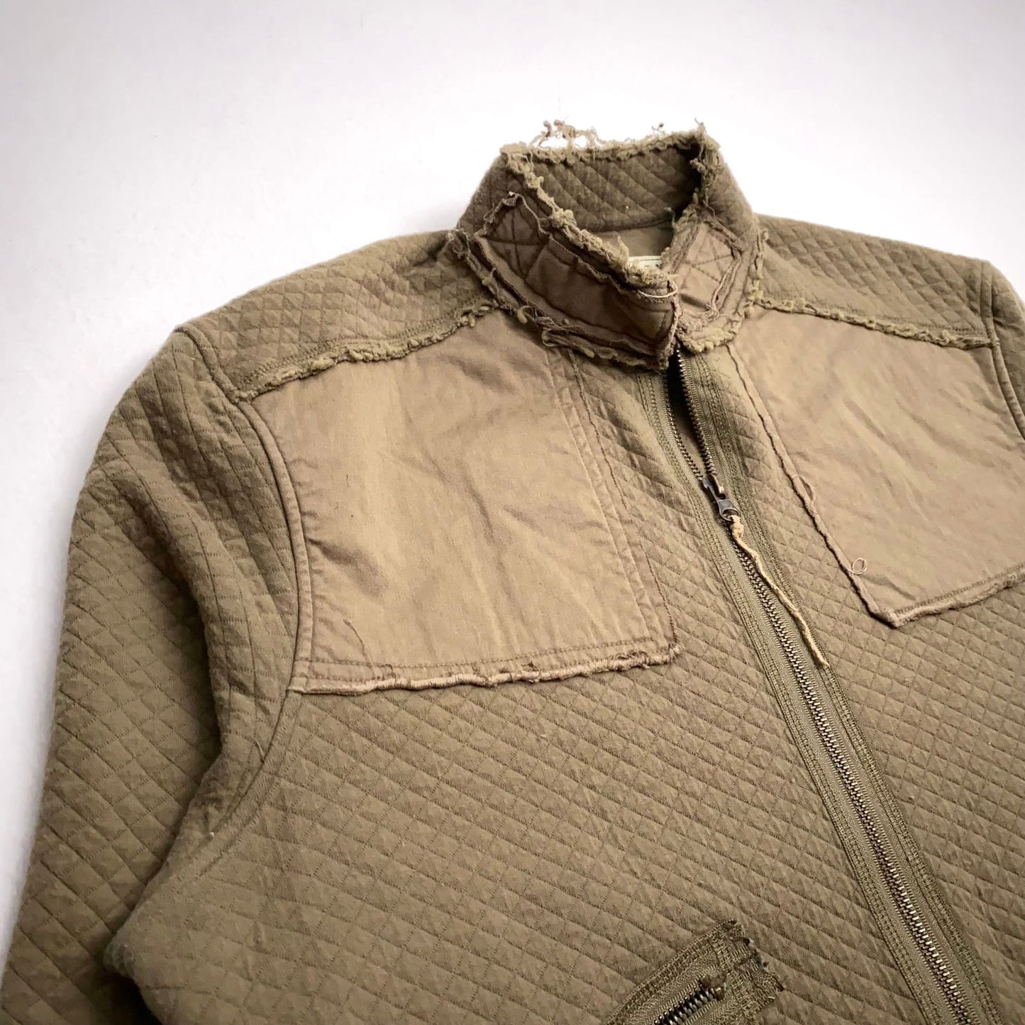 Civility Womens Quilted Utility Jacket | Large | Distressed Olive Green | Zipper Front | Pre-Owned - | Buy at Parsimony Shoppes