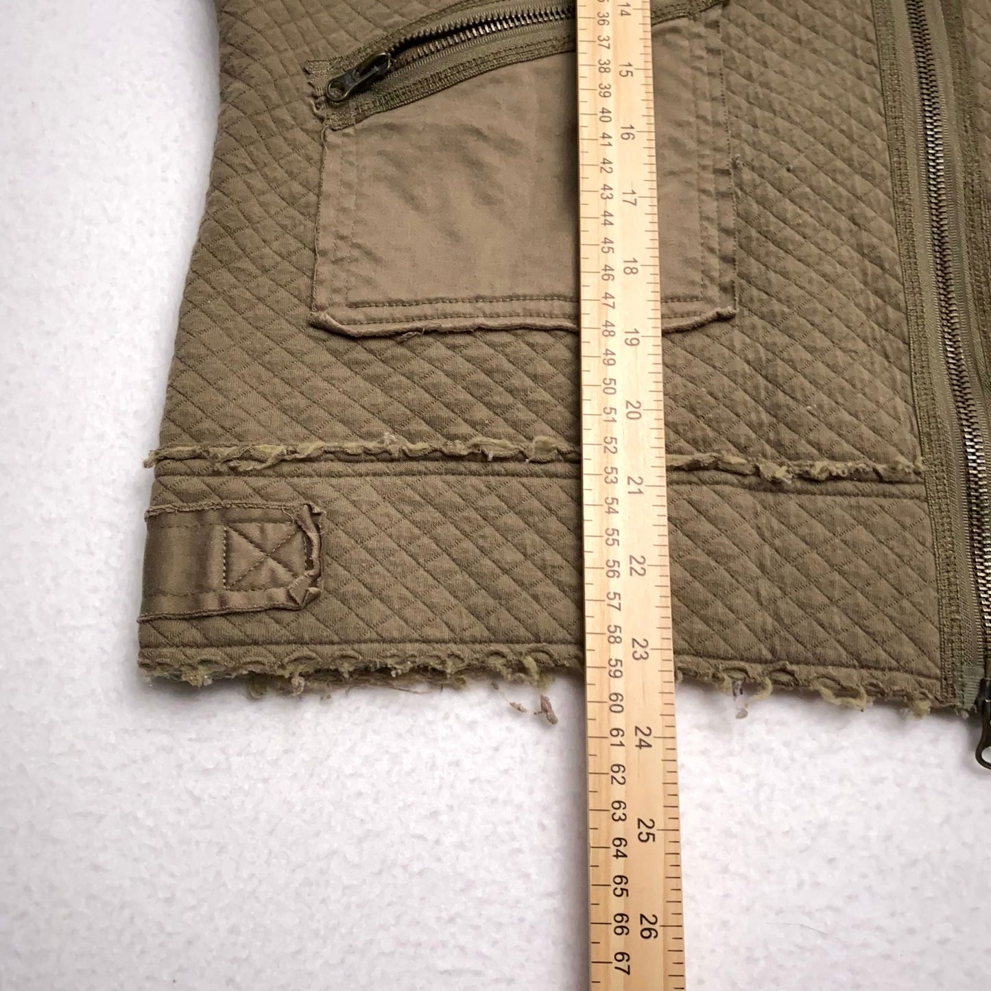Civility Womens Quilted Utility Jacket | Large | Distressed Olive Green | Zipper Front | Pre-Owned - | Buy at Parsimony Shoppes