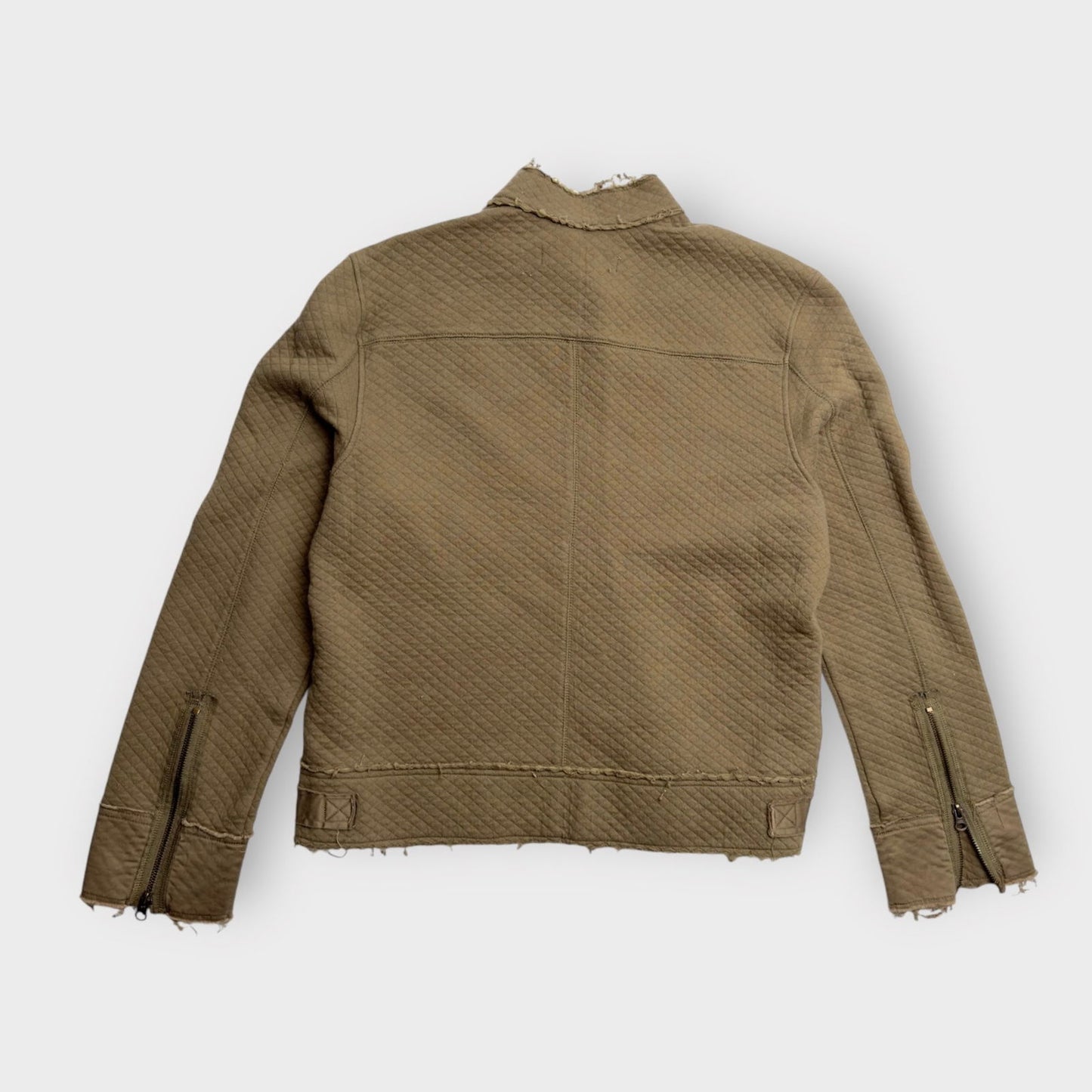 Civility Womens Quilted Utility Jacket | Large | Distressed Olive Green | Zipper Front | Pre-Owned - | Buy at Parsimony Shoppes