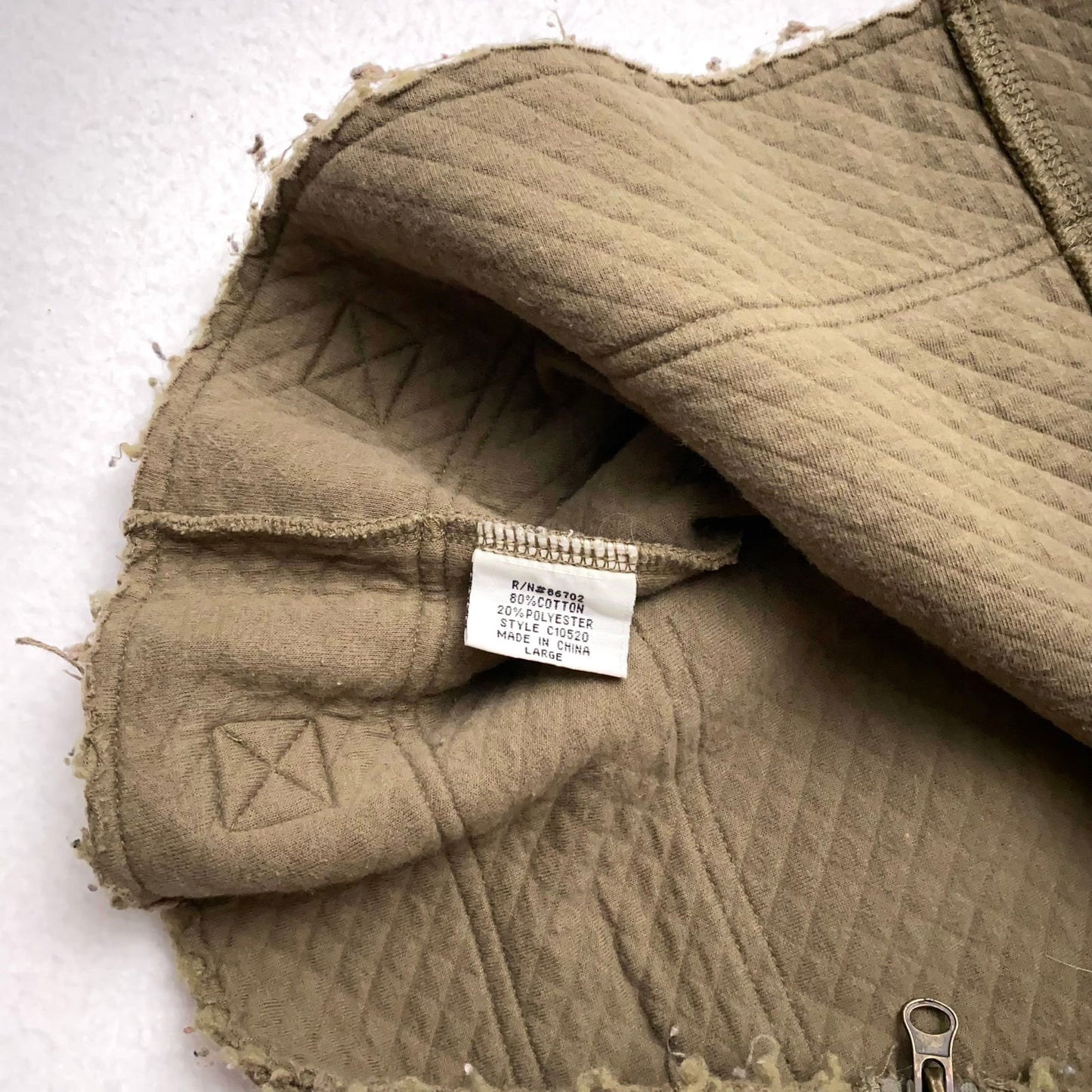 Civility Womens Quilted Utility Jacket | Large | Distressed Olive Green | Zipper Front | Pre-Owned - | Buy at Parsimony Shoppes