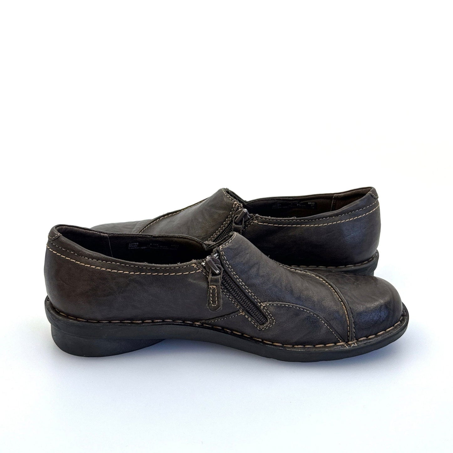 Clarks Bendables | Women Asymmetric Zipper Leather Shoes | Color: Brown | Size: 8.5M - | Buy at Parsimony Shoppes
