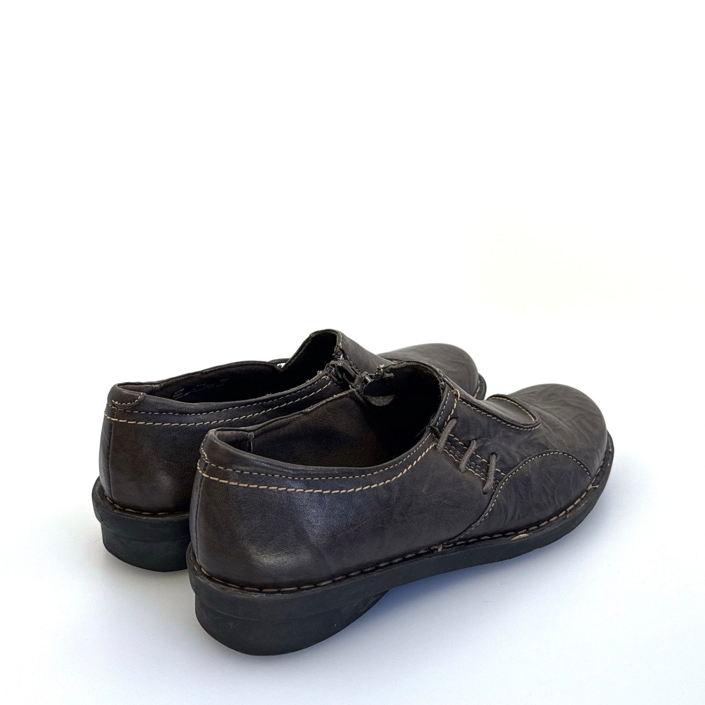Clarks Bendables | Women Asymmetric Zipper Leather Shoes | Color: Brown | Size: 8.5M - | Buy at Parsimony Shoppes