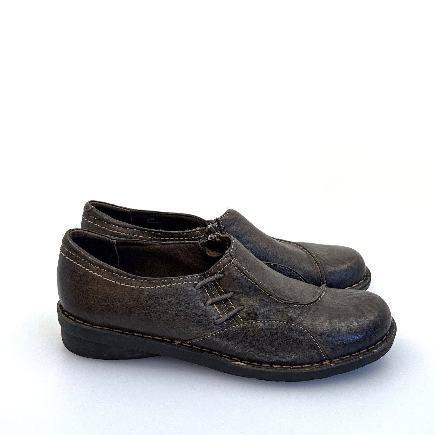 Clarks Bendables | Women Asymmetric Zipper Leather Shoes | Color: Brown | Size: 8.5M - | Buy at Parsimony Shoppes