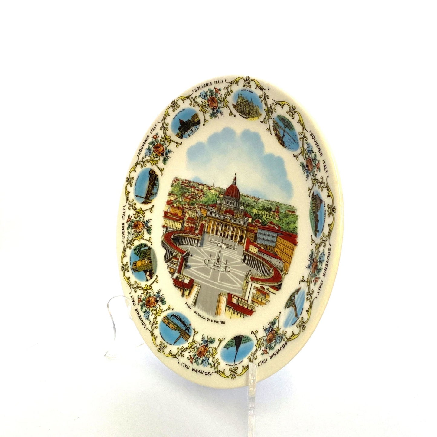 Collectors Souvenir Plate “ROMA - BASILICA DI S PIETRO” Collectible White 8” - | Buy at Parsimony Shoppes