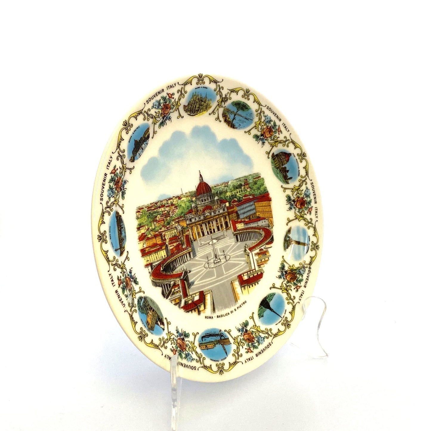 Collectors Souvenir Plate “ROMA - BASILICA DI S PIETRO” Collectible White 8” - | Buy at Parsimony Shoppes
