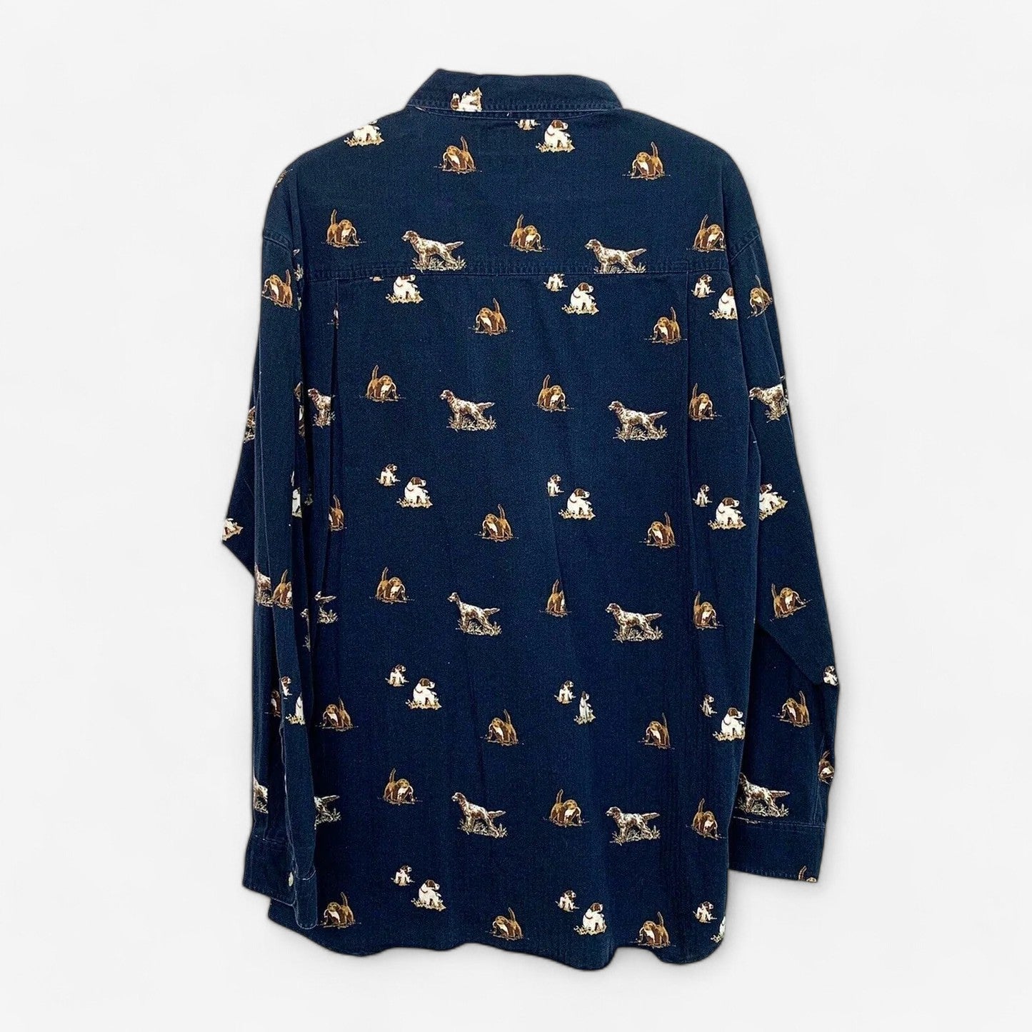 Men's Blue Long Sleeve Hunting Shirt with Lab Dog Print - Size L - Columbia