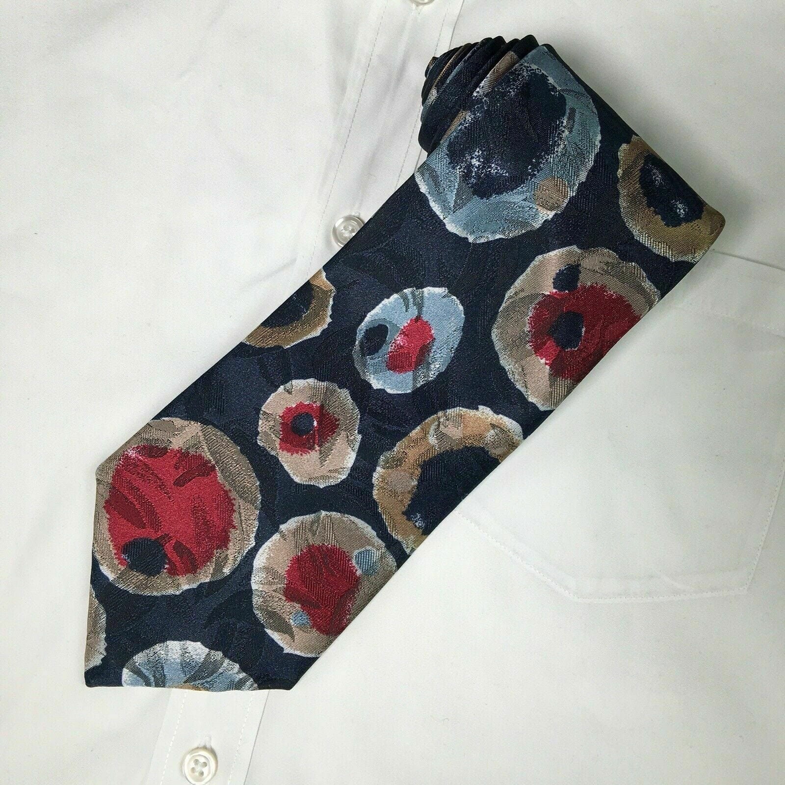 Concerto Mens Blue Floral Printed Textured Silk Neck Tie 56” Long X 4” Wide -  | Buy at Parsimony Shoppes
