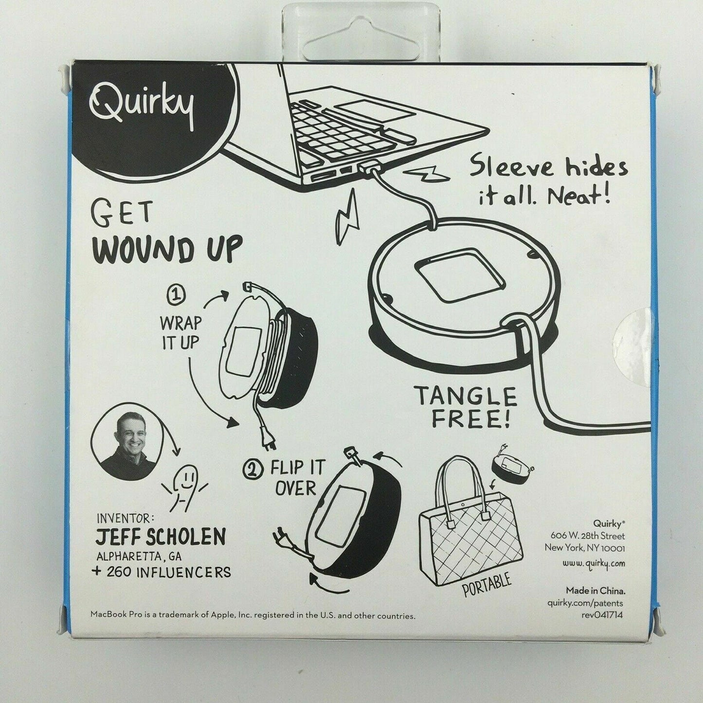 Convenience Quirky Powercurl Power Cord Wrap Organizer MacBook Pro Laptop BLACK 15" & 17" Durable Black Unisex Very Good - | Buy at Parsimony Shoppes