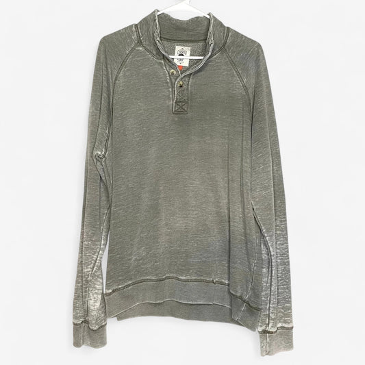 Copper Oak Men's Distressed Green Button Neck Sweater - Size L